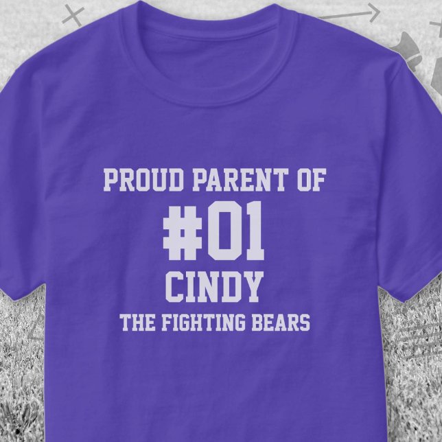 Baseball Lila White Team T Shirt (Purple and White Baseball Proud Parent of T-Shirt. Celebrate your high school or college athlete.)