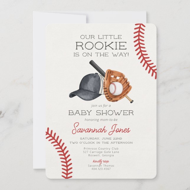 Baseball Little Rookie Baby Shower Inbjudningar (Framsida)