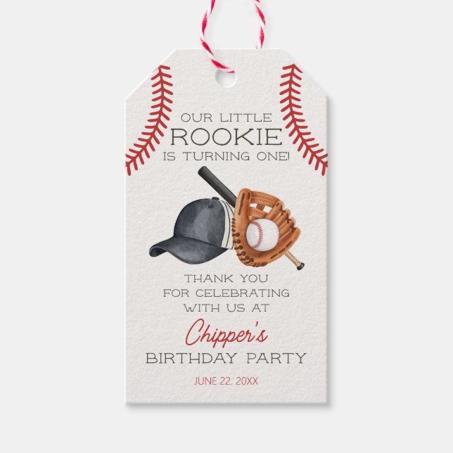 Baseball Little Rookie Home Springa Birthday Favor Presentetikett (Framsidan)