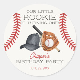 Baseball Little Rookie Home Springa Födelsedagsfes Runt Klistermärke