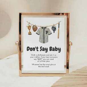 Baseball Little Slugger Baby Shower Säg inte Baby Poster