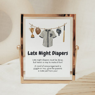 Baseball Little Slugger Late Night Diaper Poster