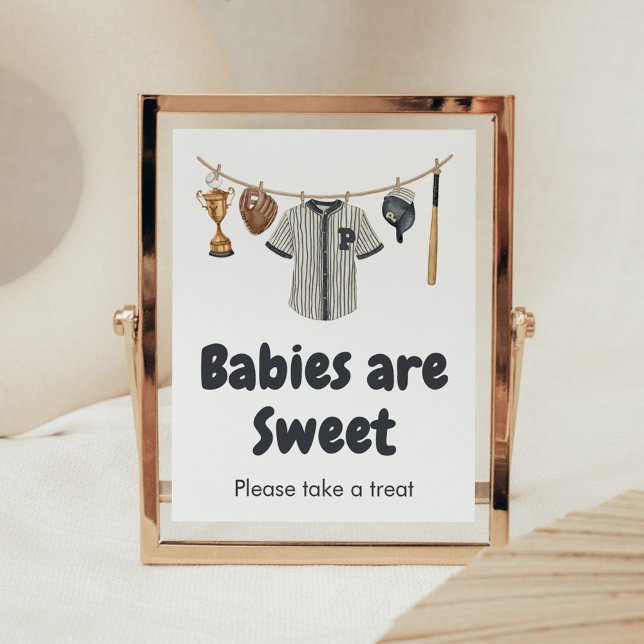 Baseball Little Slugger Spädbarn är Sweet Poster (Baseball Little Slugger Clothesline Baby Shower Babies are Sweet Sign
)