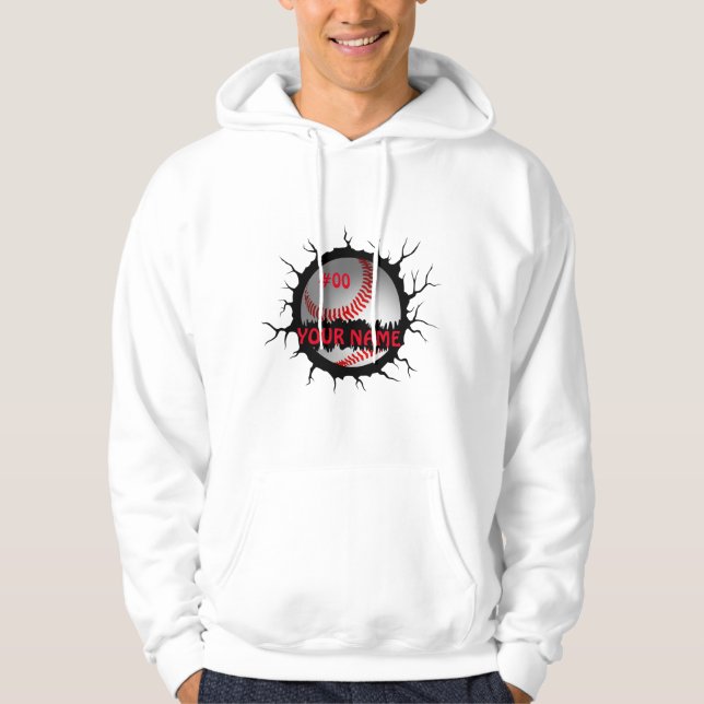 Baseball-Logotyp, eget baskiska namn, Baseball-gåv Hoodie (Framsida)
