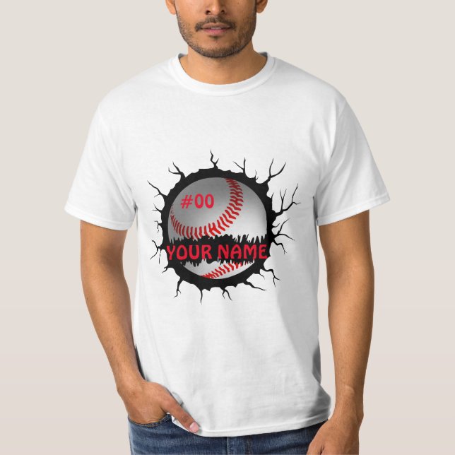 Baseball-Logotyp, eget baskiska namn, Baseball-gåv T Shirt (Framsida)