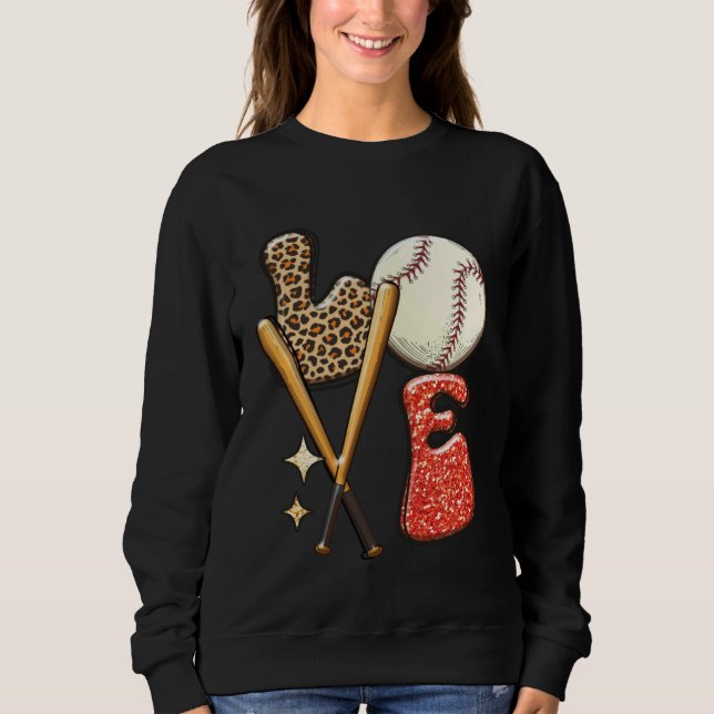 Baseball LOVE Baller Mom Leopard Print Softball Ga T Shirt (Framsida)