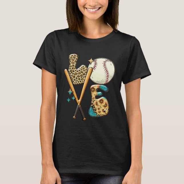 Baseball LOVE Baller Mom Leopard Print Softball Ga T Shirt (Framsida)