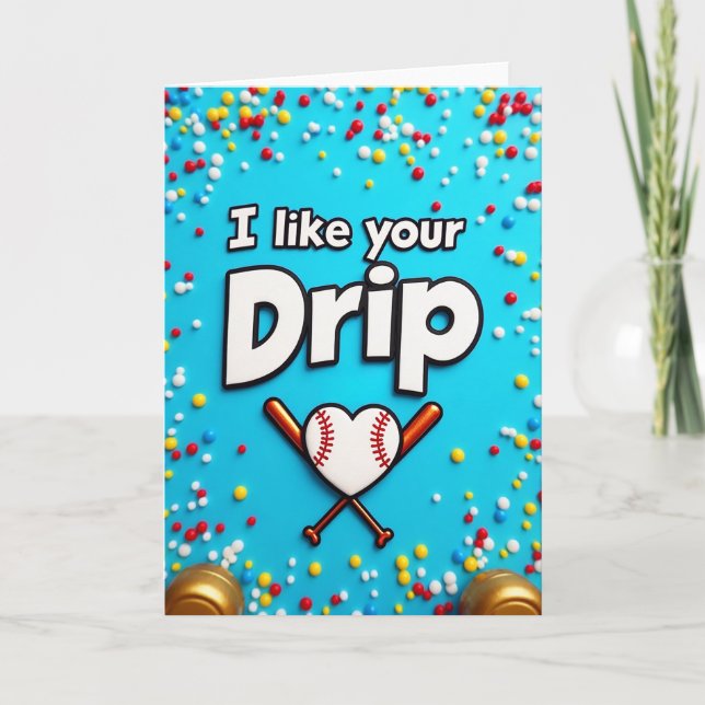 Baseball Love Drip Card Kort (Framsida)