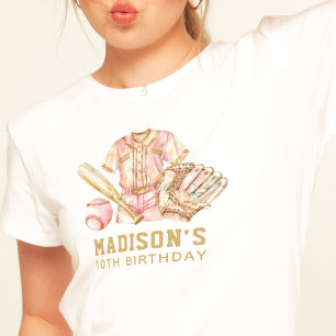 Baseball Luxury Birthday Ro & Guld T Shirt