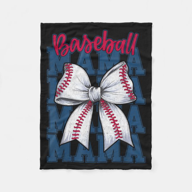 Baseball Mama Coquette Bow Game Day Baseball Mom M Fleecefilt (Framsidan)