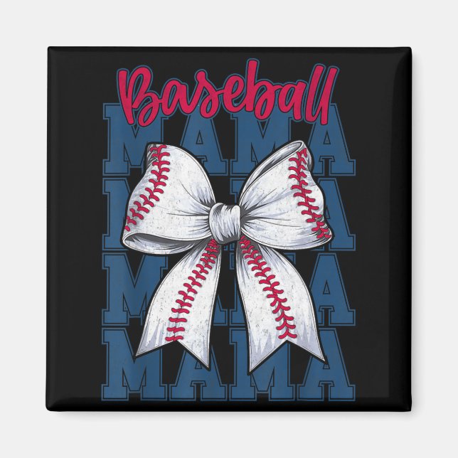Baseball Mama Coquette Bow Game Day Baseball Mom M Magnet (Framsidan)
