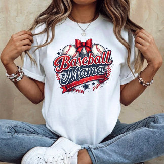 Baseball Mama Coquette Bow Retro Game Day T Shirt