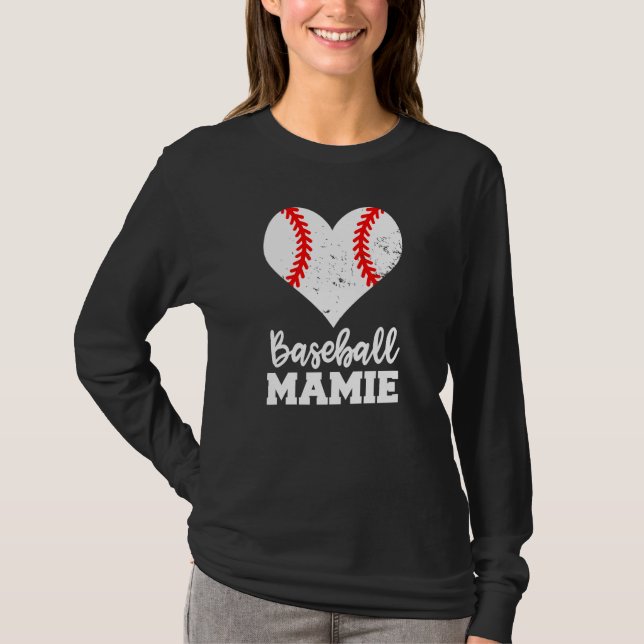 Baseball Mamie Baseball Heart Grandma Mamie T Shirt (Framsida)