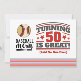 Baseball mamma 50:e födelsedag Spara datumet Party Inbjudningar