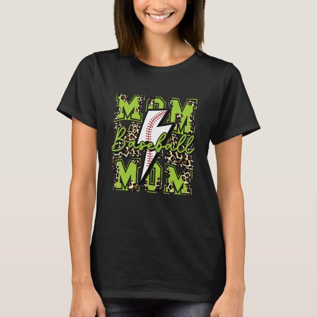 Baseball Mamma Bleballblixt Bleopard Lime T Shirt (Framsida)