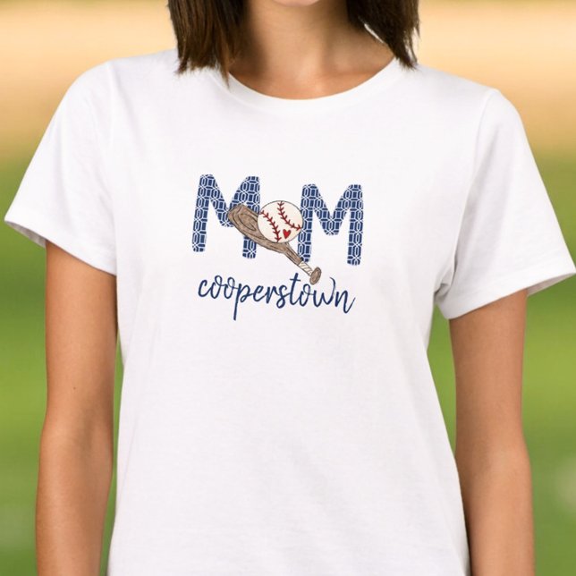 Baseball Mamma Cooperstown Navy Geometric Team Mam T Shirt (Skapare uppladdad)