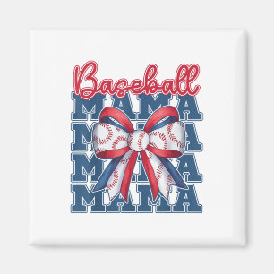 Baseball Mamma Coquette Bow Sport Mamma Mors dag Magnet