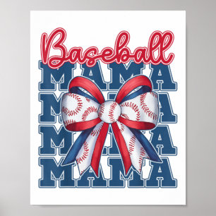 Baseball Mamma Coquette Bow Sport Mamma Mors dag Poster