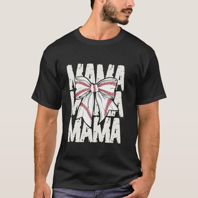 Baseball Mamma Coquette Bow Sports Mamma Cute Base T Shirt (Framsida)