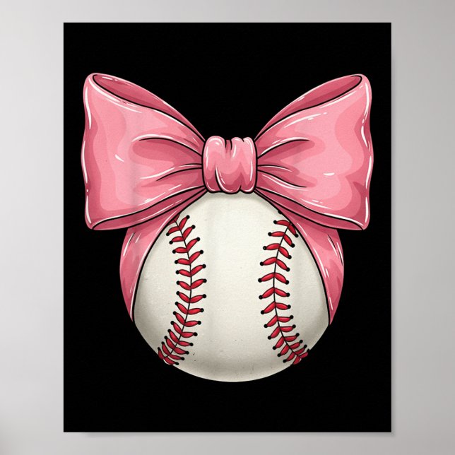 Baseball Mamma Coquette Rosa Bow Mors dag Basebal Poster (Framsidan)