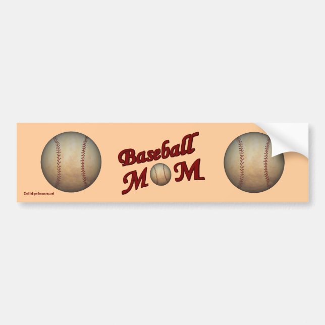 Baseball Mamma Cute Bumper Sticker Bildekal (Framsidan)
