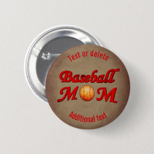 Baseball Mamma Cute Personlig Knapp