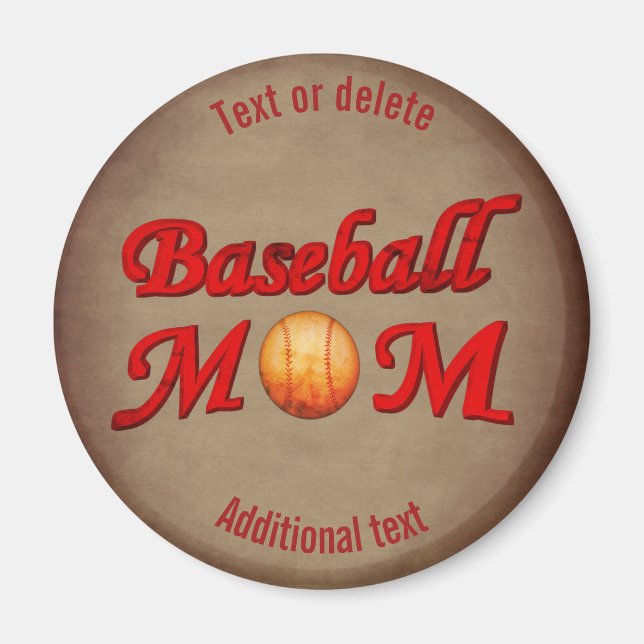 Baseball Mamma Cute Personlig Magnet (Framsidan)