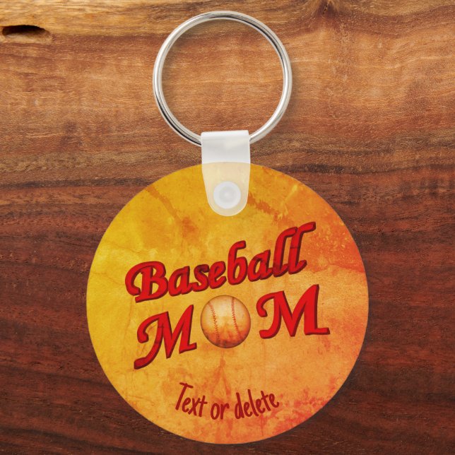 Baseball Mamma Cute Personlig Nyckelring (Framsida)