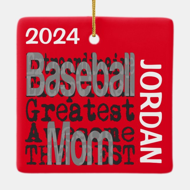 Baseball Mamma Extraordinaire ANPASSNINGSBAR Julgransprydnad Keramik (Baksida)