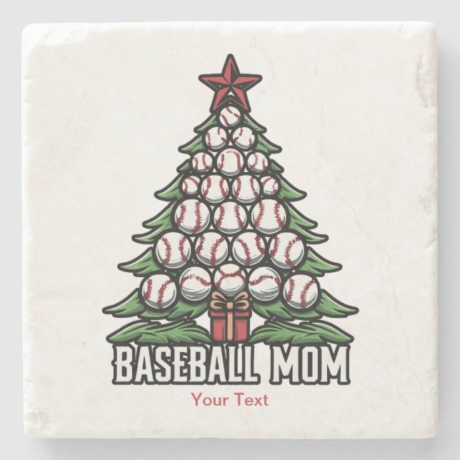 Baseball Mamma för jul Stenunderlägg (Framsidan)