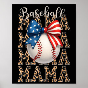 Baseball Mamma Game Day Baseball Usa 4 juli måndag Poster
