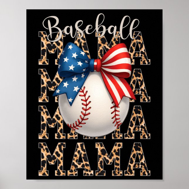 Baseball Mamma Game Day Baseball Usa 4 juli måndag Poster (Framsidan)