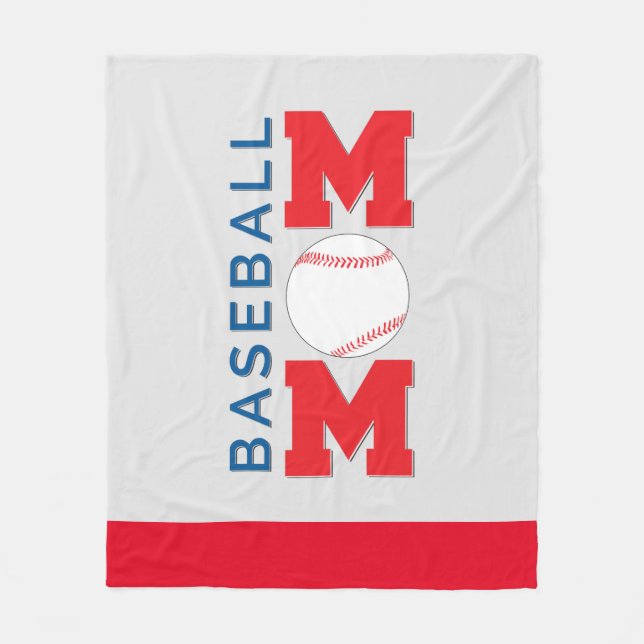 Baseball Mamma Grått och Blue Fleecefilt (Framsidan)