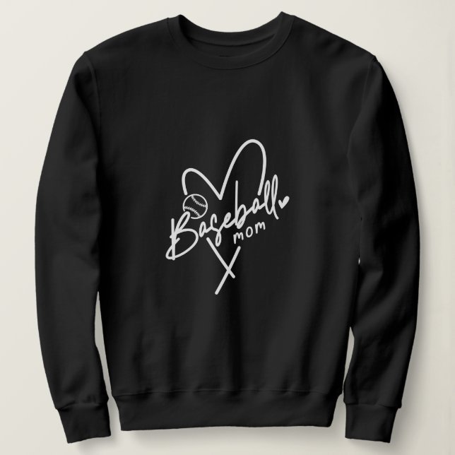 Baseball Mamma Heart Personlig Black Baseball T Shirt (Design framsida)