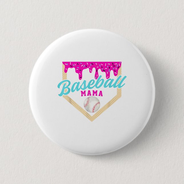 Baseball Mamma Home Plate Ice Cream Drick med Spri Knapp (Framsida)