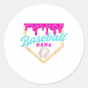 Baseball Mamma Home Plate Ice Cream Drick med Spri Runt Klistermärke