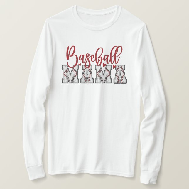 Baseball Mamma Långärmad T Shirt (Design framsida)