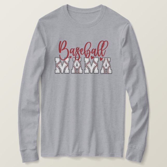 Baseball Mamma Långärmad T Shirt (Design framsida)