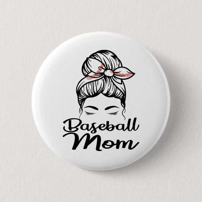Baseball Mamma Leopard Funny Softball Mamma Knapp (Framsida)