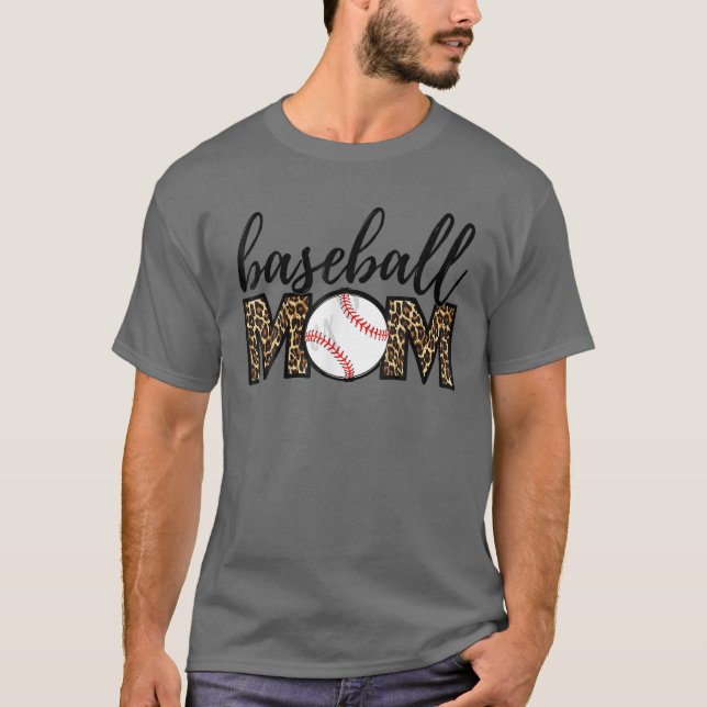 Baseball Mamma Leopard Funny Softball Mamma Mor T Shirt (Framsida)