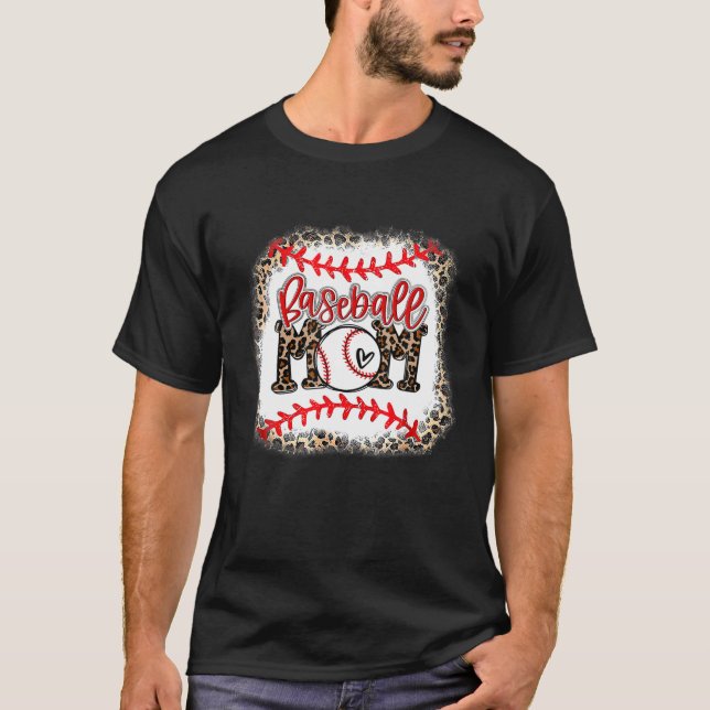 Baseball Mamma Leopard Funny Softball Mamma Mor T Shirt (Framsida)