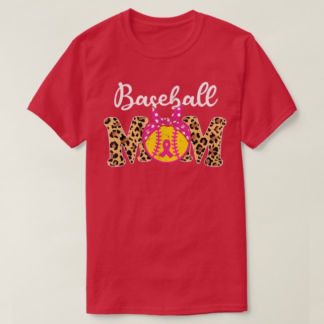 Baseball Mamma Leopard Game Day Breast Cancer Awar T Shirt (Design framsida)