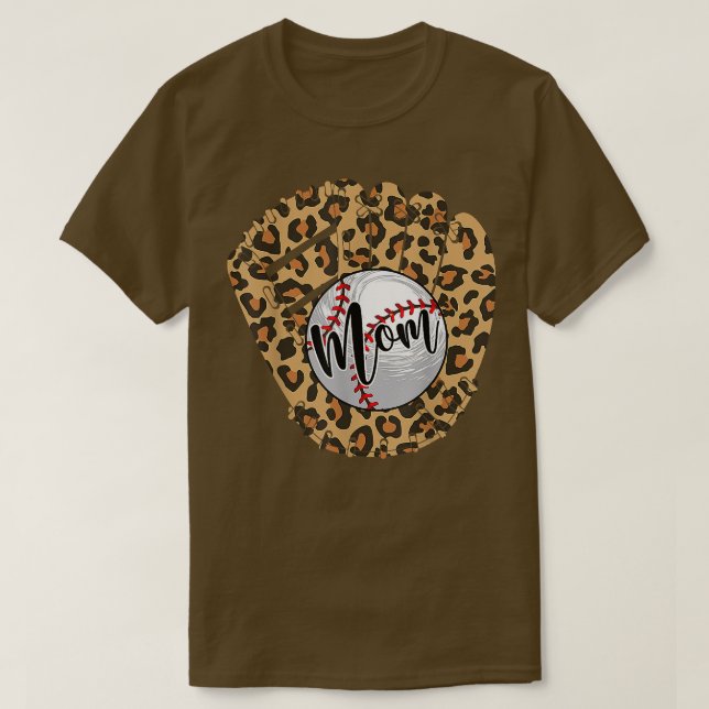 Baseball Mamma Leopard Softball Mamma Mors dag 2 T Shirt (Design framsida)