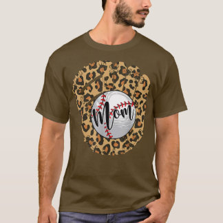 Baseball Mamma Leopard Softball Mamma Mors dag 2 T Shirt