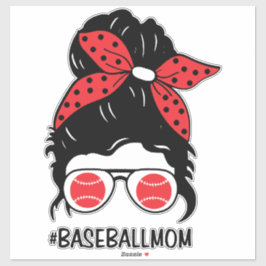 Baseball Mamma Messy bun Klistermärken