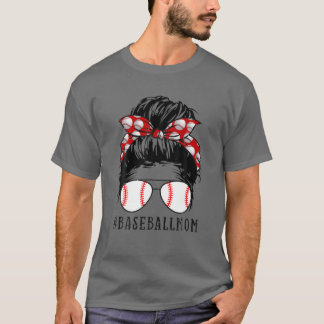 Baseball Mamma Messy Bun Proud Mamma Baseball Scar T Shirt