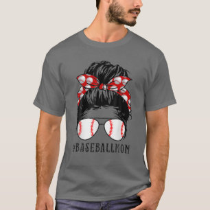 Baseball Mamma Messy Bun Proud Mamma Baseball Scar T Shirt