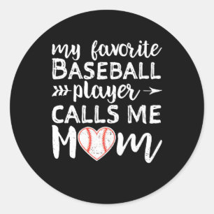 Baseball Mamma Min favoritspelare ringer mig Mamma Runt Klistermärke