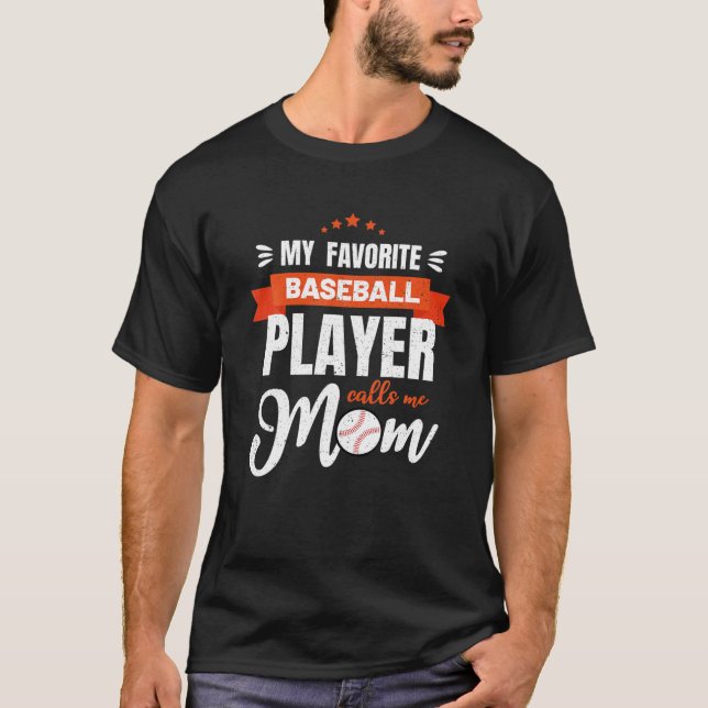 Baseball Mamma Min favoritspelare ringer mig T Shirt (Framsida)
