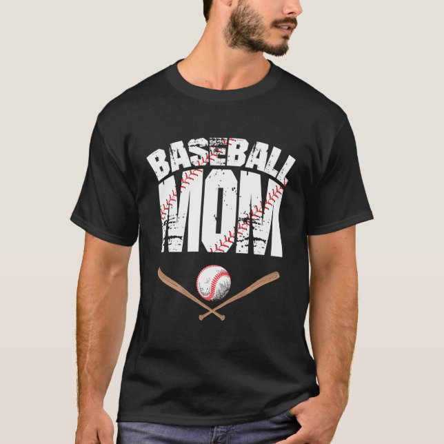 Baseball Mamma Mor-dagen T Shirt (Framsida)